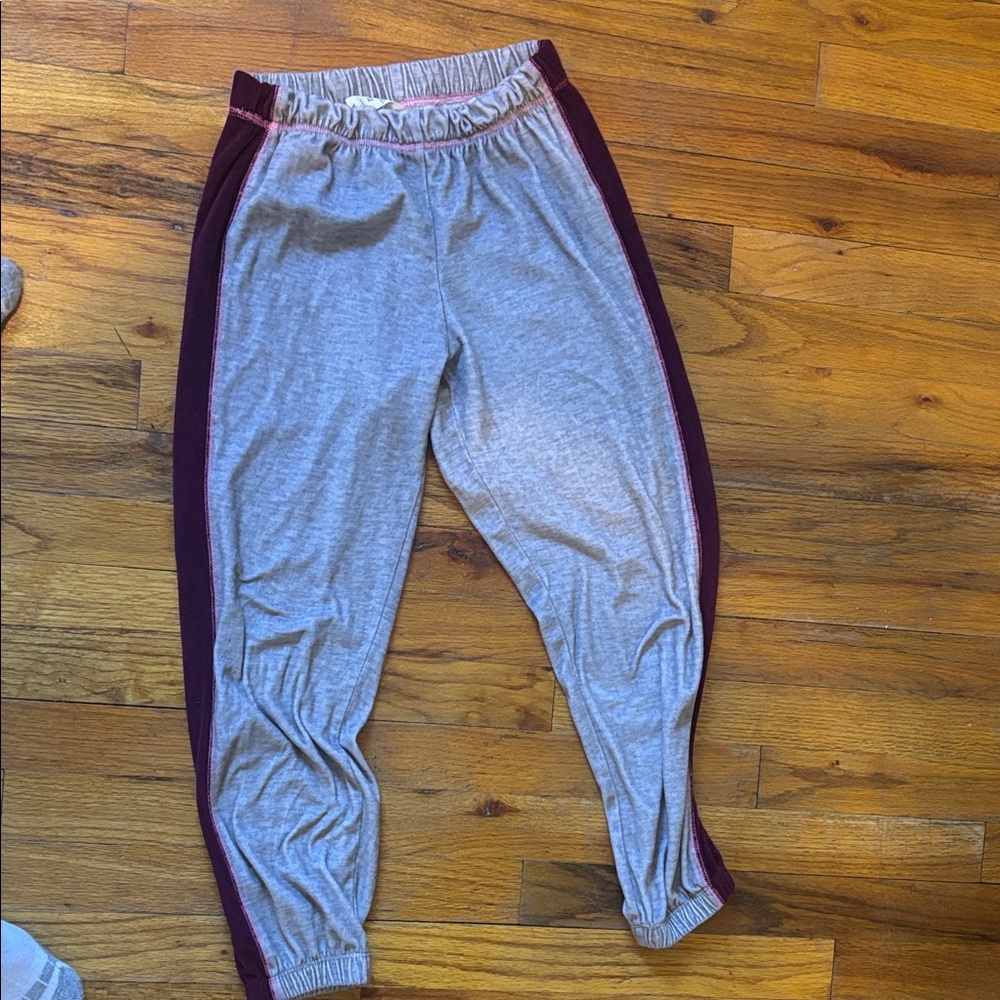 Justice Kids Gray Joggers with Maroon Stripes